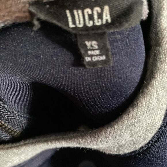 Lucca Anthropologie Pullover Sweatshirt sweater navy blue with grey trim XS - Picture 7 of 9